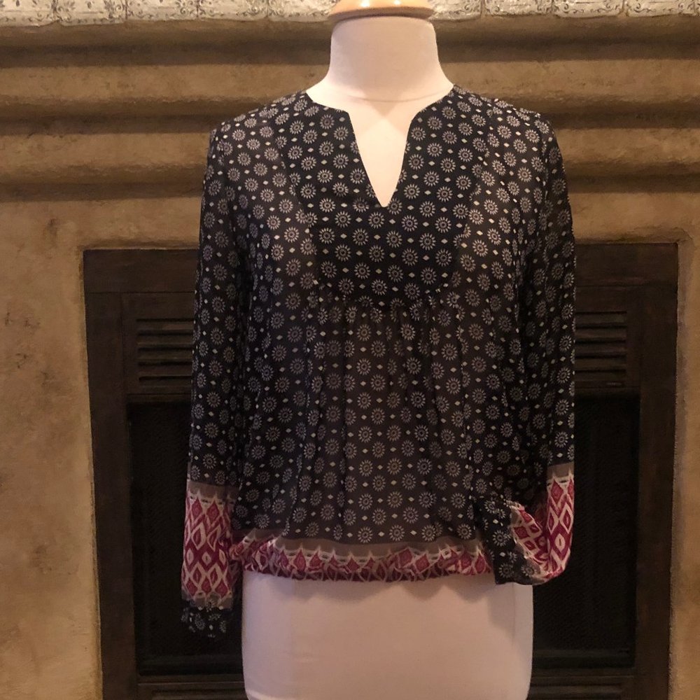 Boho chiffon gypsy print peasant tunic